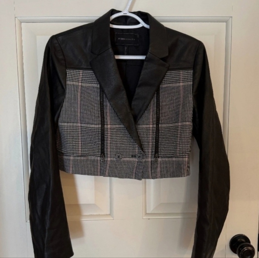 BCBGMAXAZRIA Houndstooth Faux Leather Cropped Blaze Size Xmall